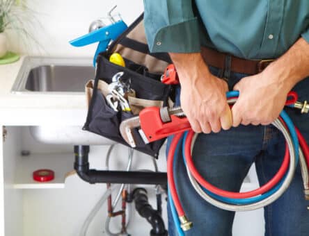 Plumber with set of tools - Tom's Plumbing