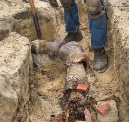 Old Ceramic Sewer Line Full of Tree Roots - Tom's Plumber
