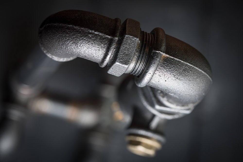 Detail of steel pipes. Detailed picture. Selective focus.