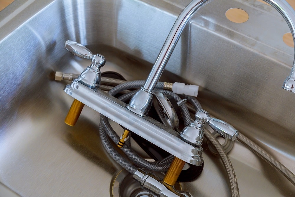 Close-up Of New during repairing kitchen sink
